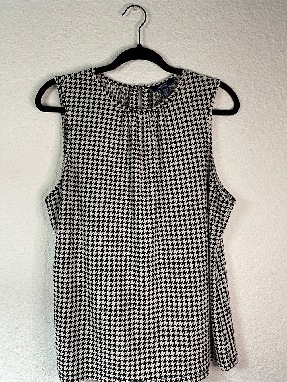 Chaps Black and White Houndstooth Sleeveless Camisole Size XL